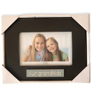 "our grandkids" Picture Frame Brown Blue Holds 4" x 6" Photo NIB